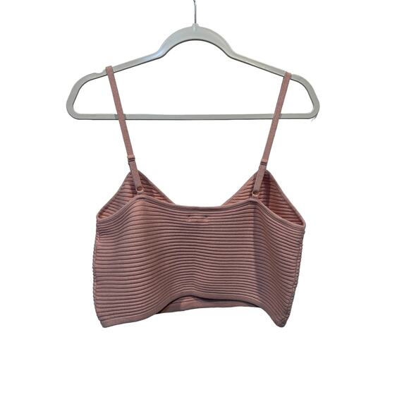 Aerie Top Womens XL Pink Knit Sweater Ribbed Strappy Crop Tank Boho Festival NEW - Picture 2 of 11